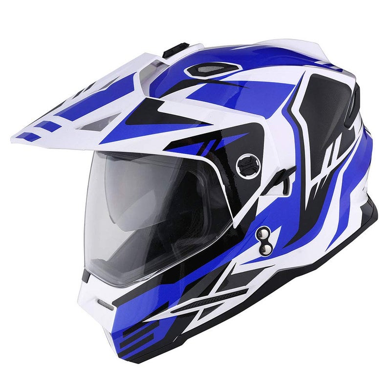 1Storm Dual Sport Motorcycle Motocross Off Road Full Face Helmet Dual Visor Storm Force Blue, Size L - Image 3
